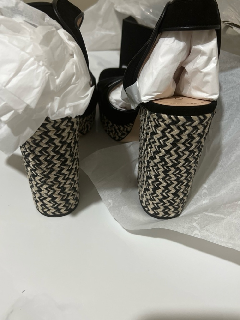 Coach Black Woven Platform Block Heel Sandals